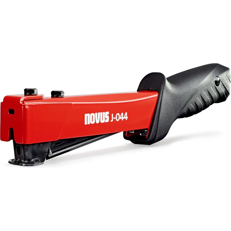 Novus J-044 Hammertacker, Profi-Schlagtacker, schnelles Nachladen, rutschfester Griff, max. 175 Flachdrahtklammern 6-12 mm, Rot