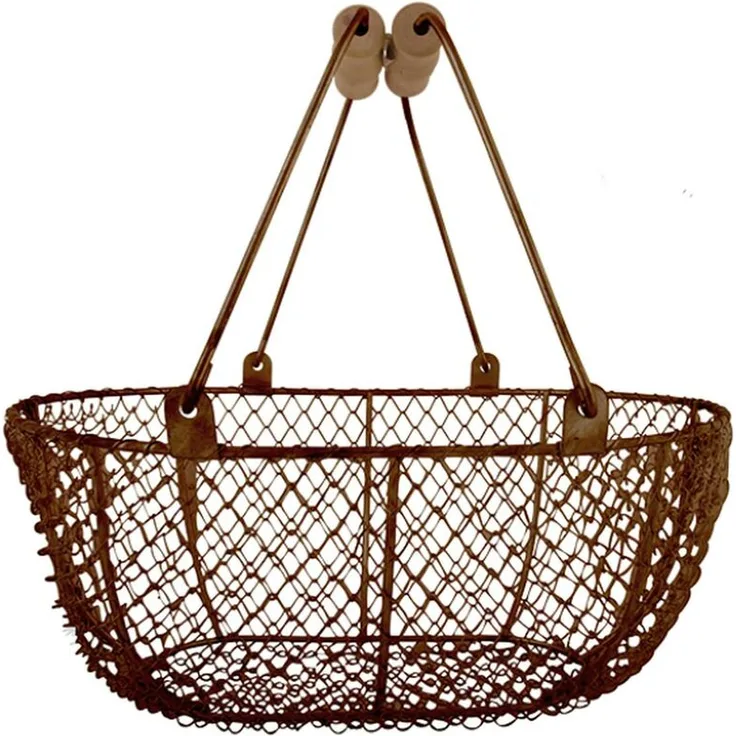 Esschert Design Drahtkorb Braun oval mit 2 Griffen groß