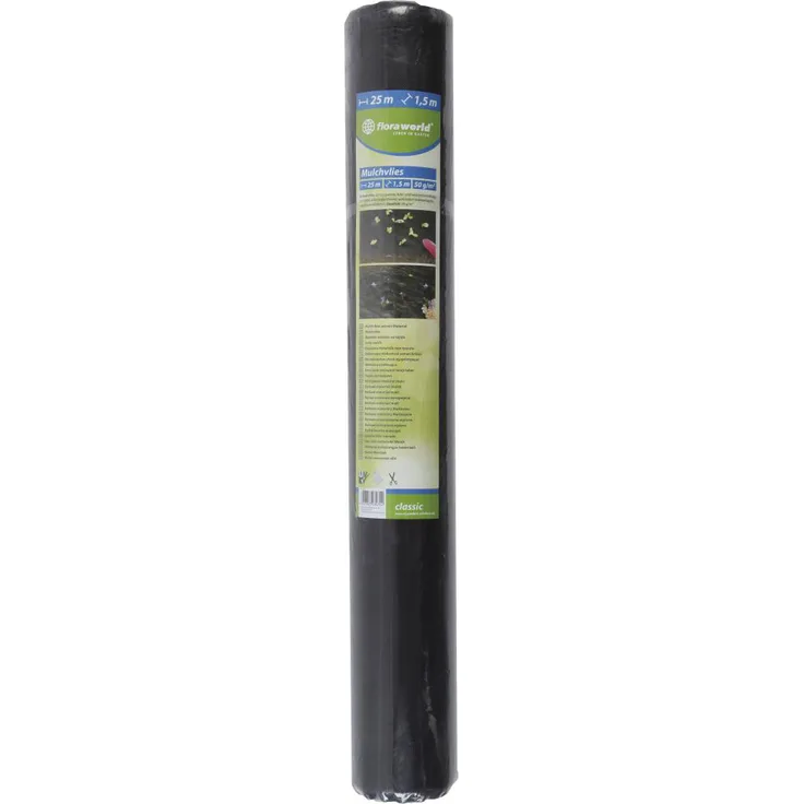 Mulchvlies Classic 25x1,5m,schwarz,Rolle, 50g/m2, 37,5m²
