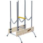 wolfcraft 1 Sägebock 5121000 - zusammenklappbar | Robuster & stabiler Holzbock zum schnellen Zuschneiden von Brennholz - inkl. Auswurfsicherung | Tragkraft: 150 kg