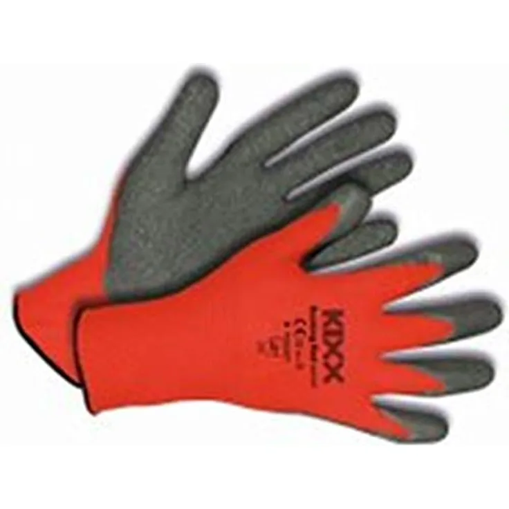 KIXX Nylon-Polyurethan Handschuh, Rot-Grau, 10