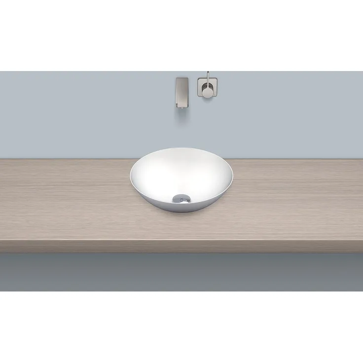 Alape SB.K360.GS Schalenbecken, kreisförmig, Ø 360 mm, innen und außen glasiert, Weiß, ohne Hahnloch und Überlauf / Waschtisch / Waschbecken