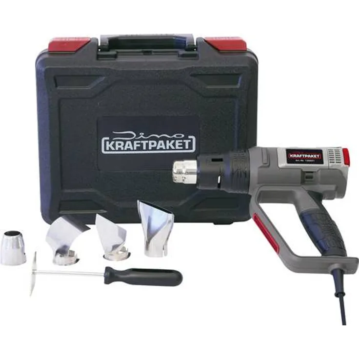 Dino KRAFTPAKET 130221 KRAFTPAKET PROFI 2000W 50-650°C Heißluftgebläse inkl. Tasche, inkl. Zubehör, inkl. Gebläseaufsatz 2000W