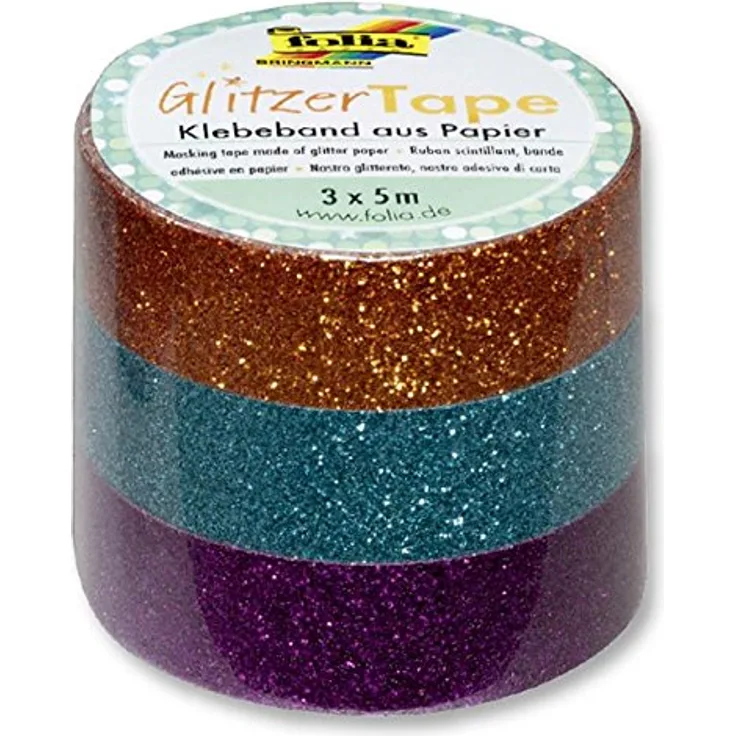 folia Deko-Klebeband Glitzer-Tape, kupfer,türkis,violett