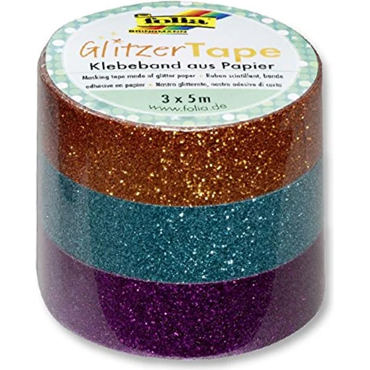 folia Deko-Klebeband Glitzer-Tape, kupfer,türkis,violett