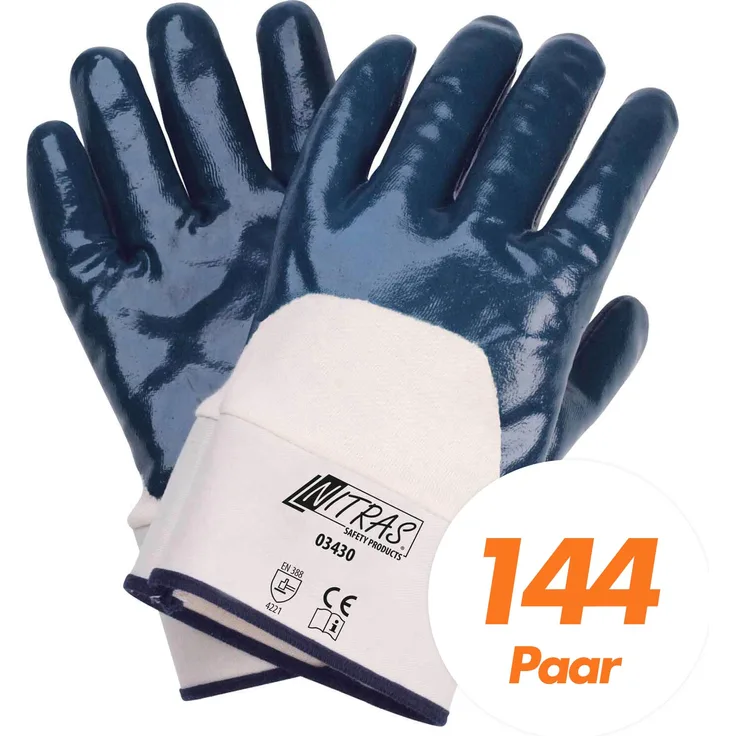 Nitrilhandschuhe 03430 3 4 Beschichtung Arbeitshandschuhe Gartenhandschuhe Handschuhe - 144 Paar