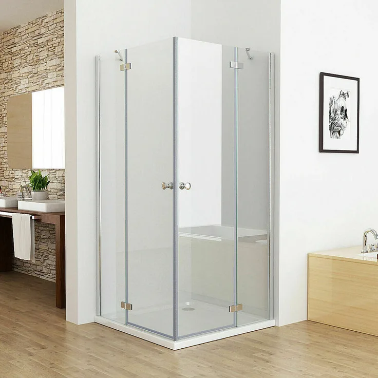 100 x 90 cm Duschkabine Eckeinstieg Duschwand Dusche Duschabtrennung mit 100x90 Duschtasse ESG Glas - Miqu