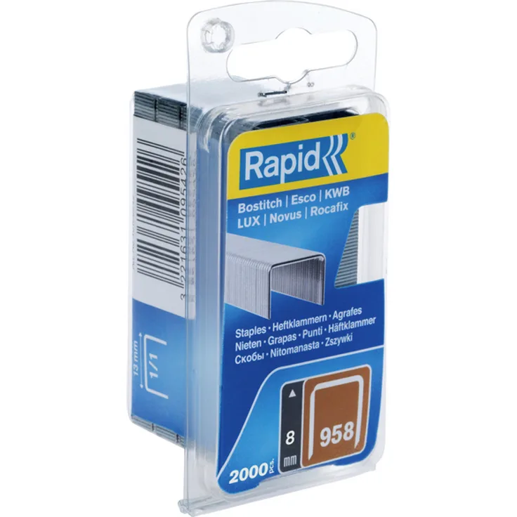 Tackerklammern, 8 mm, Heftklammer Typ 958, 2000 St., in Blisterverpackung