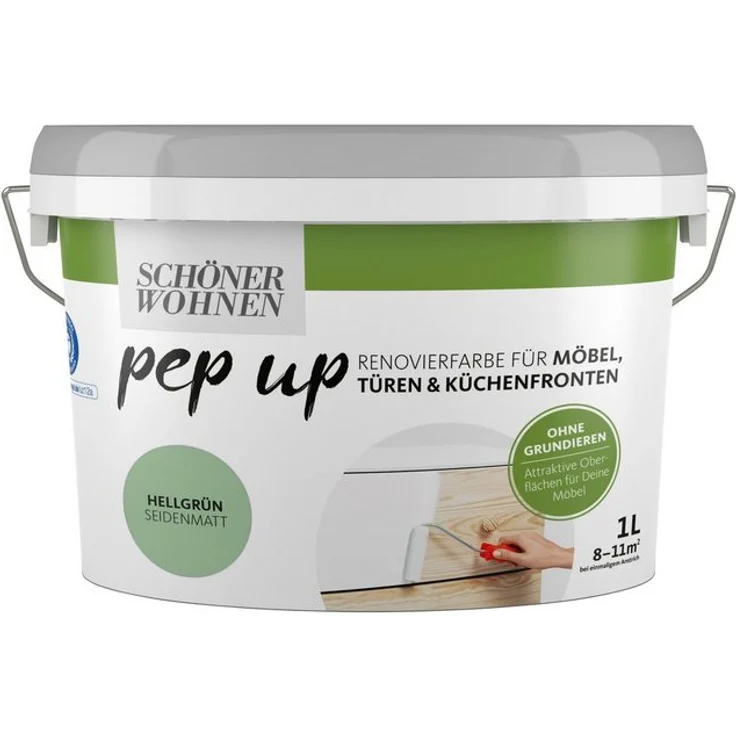 SCHÖNER WOHNEN-Kollektion Lack pep up - hellgrün , seidenmatt, für Möbel, Türen und Küchenfronten, 1 l – Bild 1
