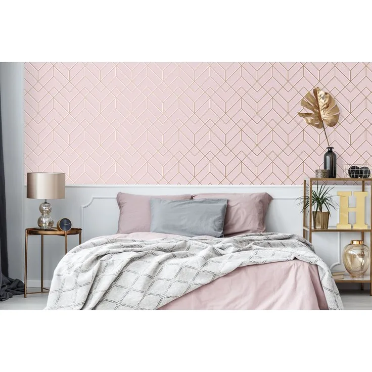 Superfresco Easy - Losanges filaires - Pink - 10m x 52cm
