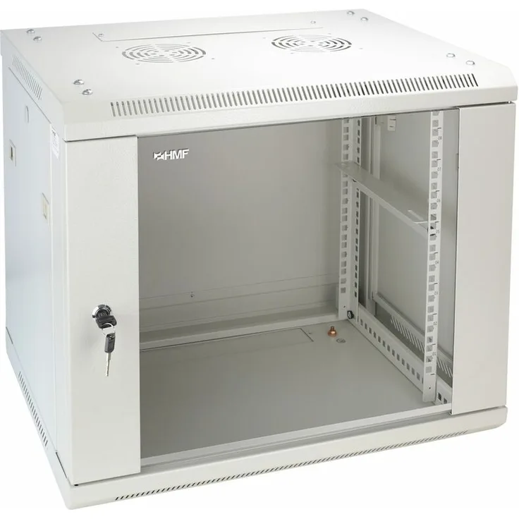 66409-07 Serverschrank 19 Zoll, 9 HE, Netzwerkschrank, 60 x 45 x 50 cm, lichtgrau - HMF