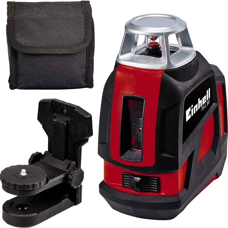 Einhell 360° Laser TE-LL 360 (Arbeitsbereich 20 m, Nivellierbereich 4 °, Sofgrip, Inkl. höhenverstellbarer Wandhalterung, Inkl. praktischer Aufbewahrungstasche) – Bild 1