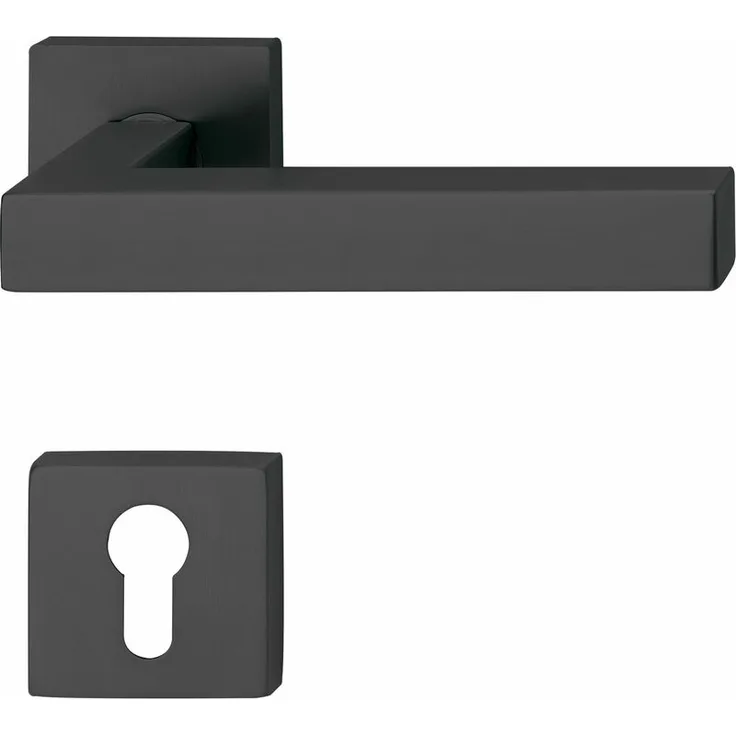 Drückergarnitur MALMÖ - auf Rosette PZ, 35 - 45, Edelstahl schwarz FH - Solido