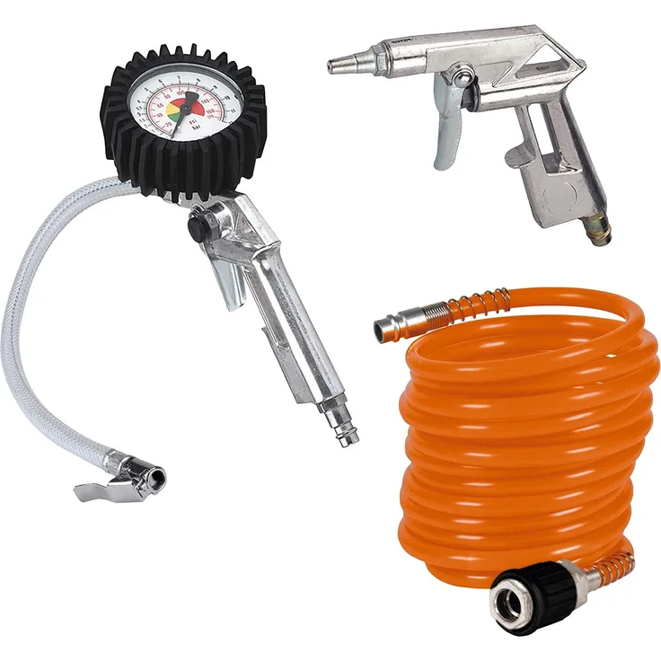 Original Einhell Druckluftset 3-tlg. (Kompressor Zubehör, für alle handelsüblichen Kompressoren bis mind. 8 bar, inkl. Ausblaspistole, Reifenfüller, 4m Druckluftschlauch, Schnellkupplung)