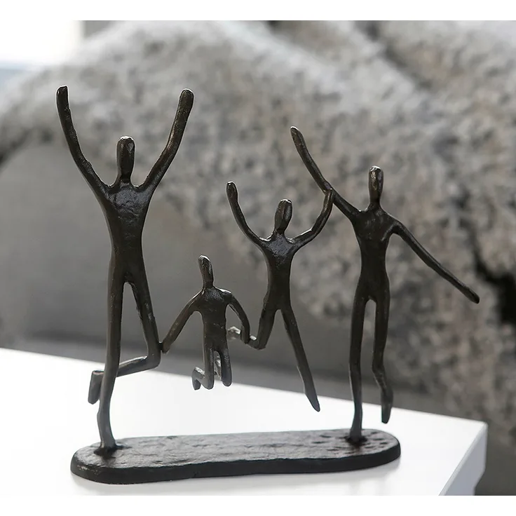 Casablanca Design Skulptur Jumping Gußeisen brüniert 22 cm Familie Freude Figur Deko 74572