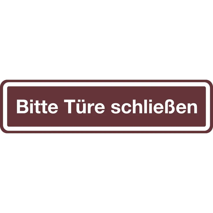 Hinweisschild ''Bitte Türe schließen'' , selbstklebend , 200x48 mm , dunkel-braun , 1 Stück