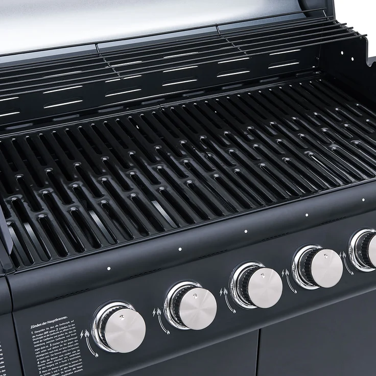 TAINO RED 6 Gasgrill schwarz 6 Edelstahl Brenner Seitenkocher, Weiterentwicklung des TAINO 6 PRO – Bild 5