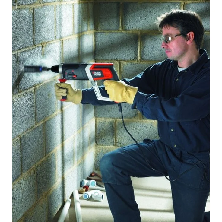 Black+Decker Pneumatischer Bohrhammer KD990KA Kraftvoller SDS-Bohrhammer mit Zweithandgriff und 2,4 J Schlagenergie zum Bohren, Hammerbohren & Meißeln 1 x Schlagbohrhammer 850 W – Bild 6