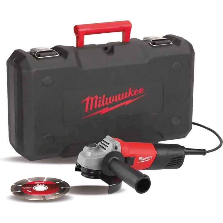 Milwaukee 4933451281 Winkelschleifer 800 W diam. Trennscheibe 125 mm und Relais Kaltgerätebuchse plus - und Koffer 125 mm Netz