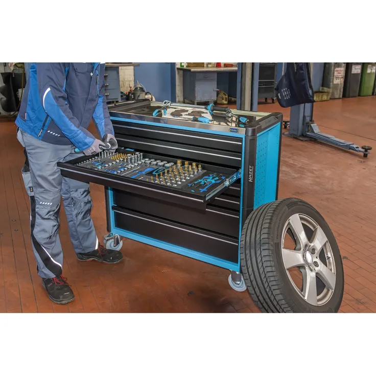 Hazet Werkstattwagen Assistent Schubladen flach: 5x77x 870x398 mm Schubladen hoch: 2x162x870x398 mm (179NXXL-7)