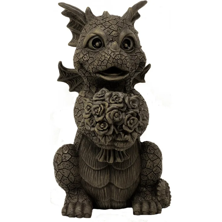 MFF Gartenfigur Gartendrache - Modell Blumenkind - Fantasy Figur Deko Drache Gartend