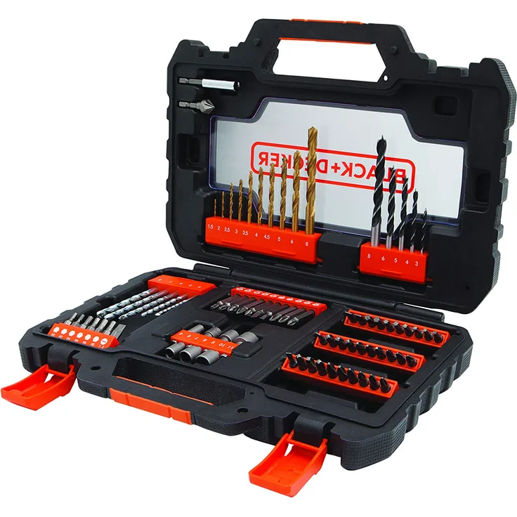 Black+Decker Bohrer- und Schrauberbit-Set (76-teiliges, Metall-, Holz- und Steinbohrer, Stecknüsse, Bits, Senker) A7231