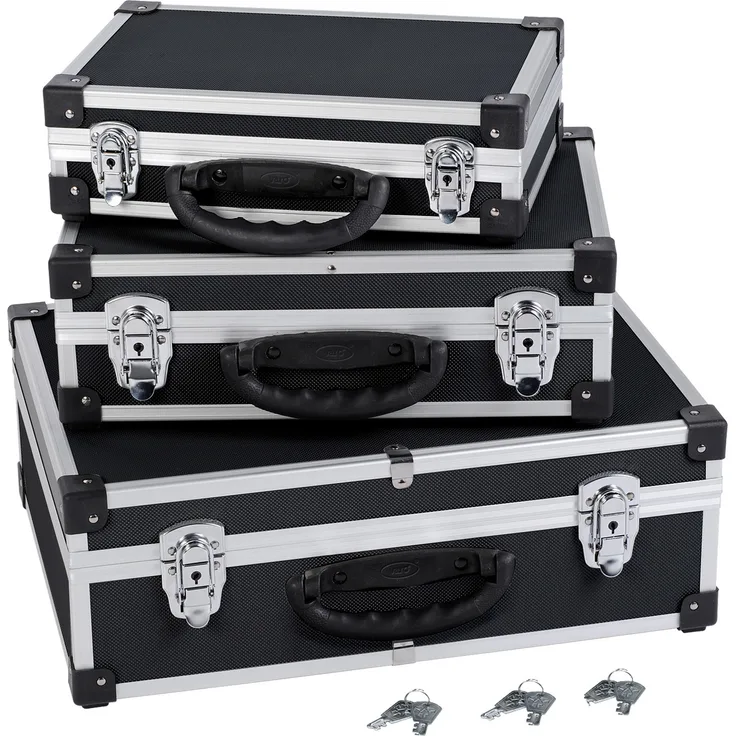Alukoffer schwarz 3-in-1 Werkzeugkoffer Set Universalkoffer Transportkoffer
