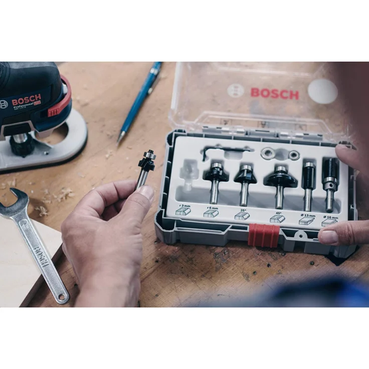 Bosch Professional 6tlg. Rand- und Kantenfräser Set (für Holz, für Oberfräsen mit 6 mm Schaft) - Preisvergleich – Bild 4