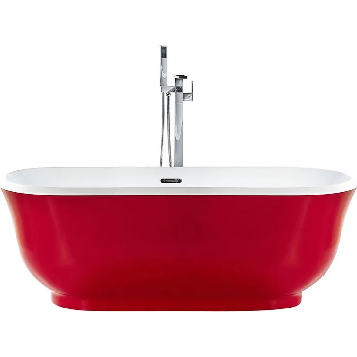 Beliani - Badewanne Rot 170 x 77 cm Acryl Freistehend Römischer Stil