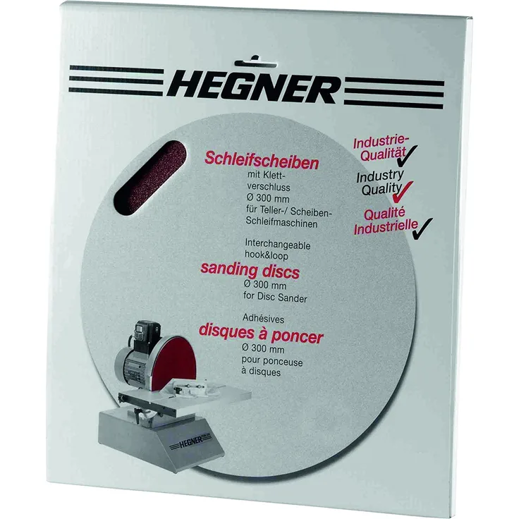 Hegner 6420003 Schleifscheiben für Holz, D. 300 mm mit Klettverschluss, Korn 100 für HSM 300 - WSM 300 - HSM 300S (5 Stück)