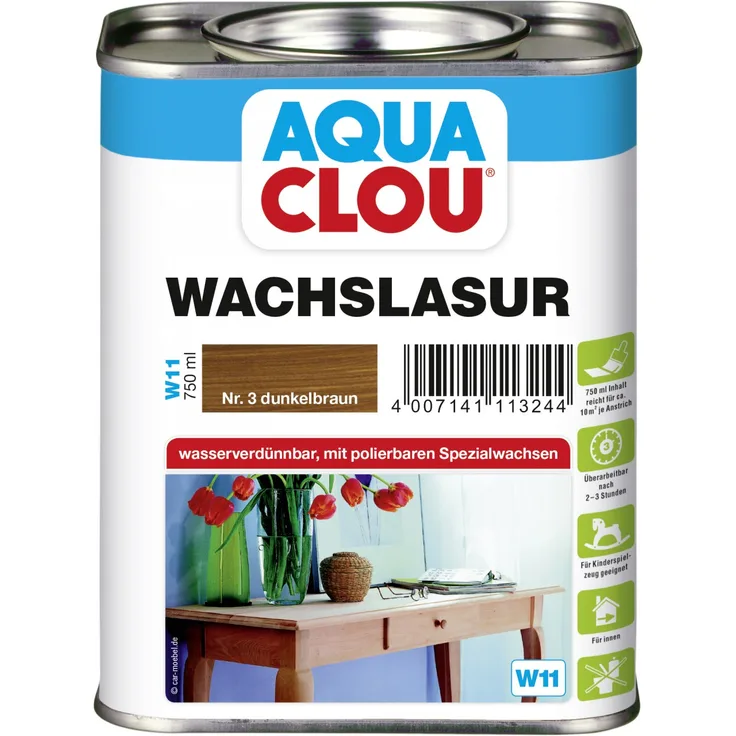 Aqua Clou Wachslasur W11 750 ml, dunkelbraun