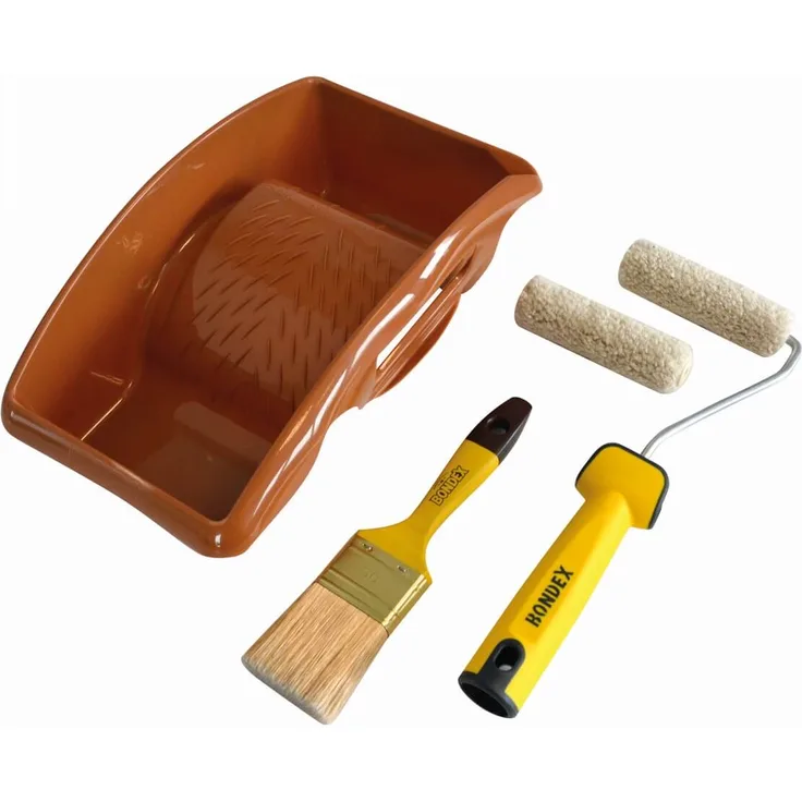 BONDEX Lasurset,5-teilig mit Lasurwalze 10 cm, Flachpinsel 50 mm, Farbwanne - Bondex