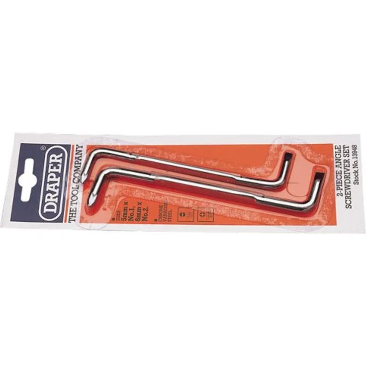 Draper 13948 2-teiliges Abgwinkeltes Schraubendreher-Set, Schlitz und Pozidriv-Kreuzschlitz