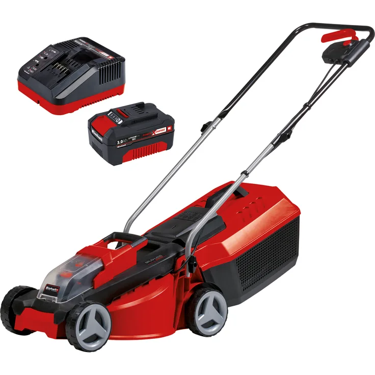 Einhell City Akku-Rasenmäher GE-CM 18-30 Li Kit Power X-Change - Li-Ion, 18 V, bis 150 m², 30 cm Schnittbreite, 3-stufige Schnitthöhenverstellung, inkl. 18 V 3 Ah-Akku und Ladegerät