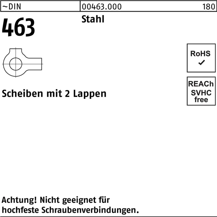 DIVERSE Scheibe DIN 463 m.2 Lappen 21 Stahl