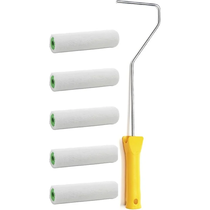 5er Set Ersatzwalze Magic Samt 10 cm + Farbrollenbügel – Bild 1
