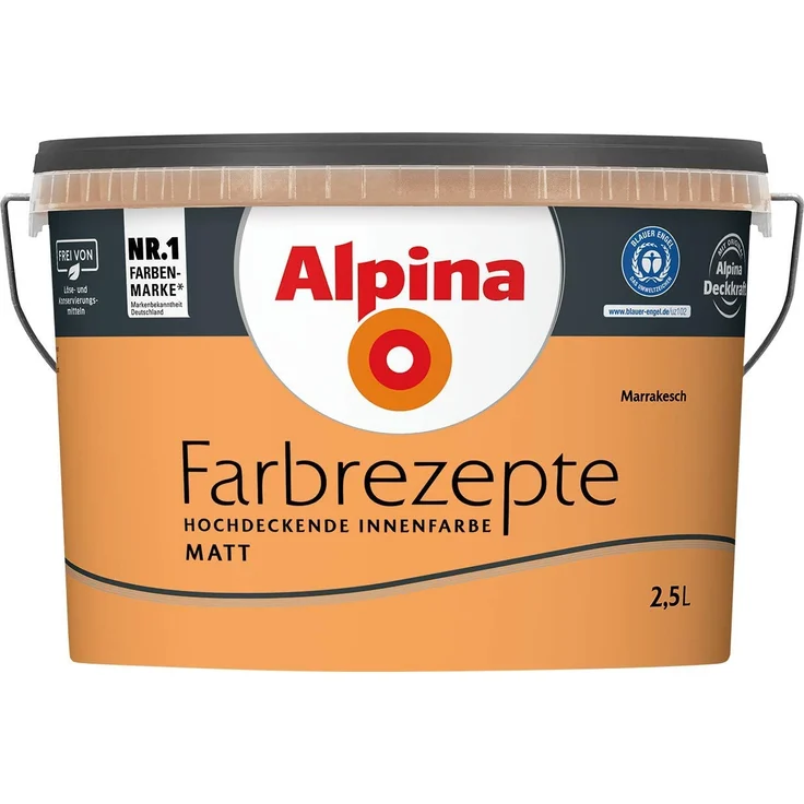 Alpina Farbrezepte Sattes, lebendiges Orange 2,5 l, Marrakesch, Innenfarbe, matt – Bild 1