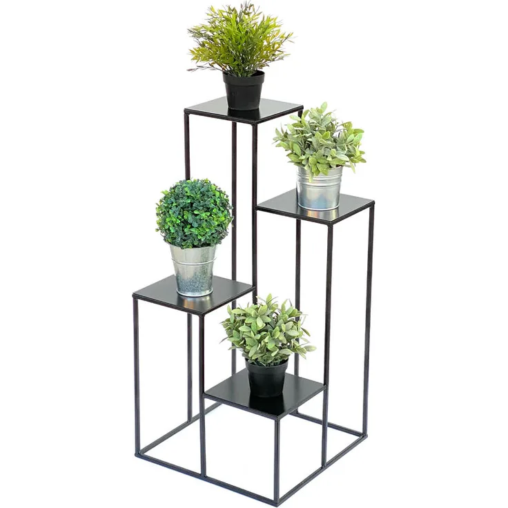 Blumentreppe Metall Schwarz 82 cm Pflanzentreppe Blumenständer 435 Blumensäule Modern Pflanzenständer Blumenhocker - Dandibo
