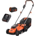 Black+Decker Akku-Rasenmäher BCMW3336L1 (36V, 2.5Ah, 33 cm Schnittbreite, für mittlere Rasenflächen bis 250 m², 5-fache Höhenverstellung, inkl. 1 Akku, Ladegerät, 35l Fangkorb), Orange-Schwarz - BCMW3336L1-QW