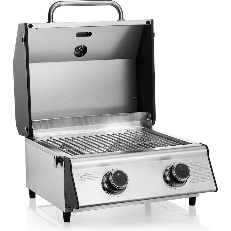 TAINO COMPACT 2.0 S Tischgrill 2 Brenner Gasgrill Edelstahl Kompakt Camping BBQ – Bild 2