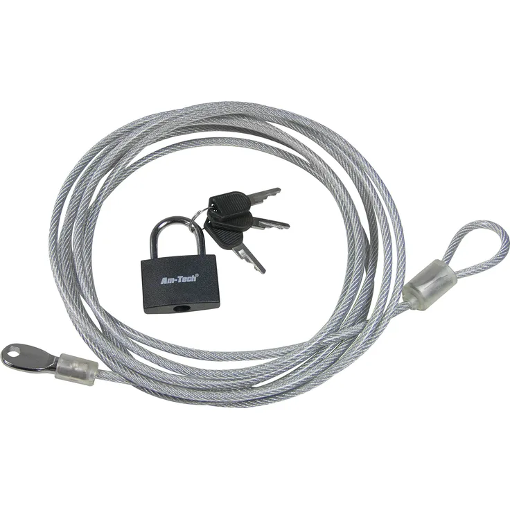 Am-Tech 3 m x 4 mm Security Cable und Padlock, T1695