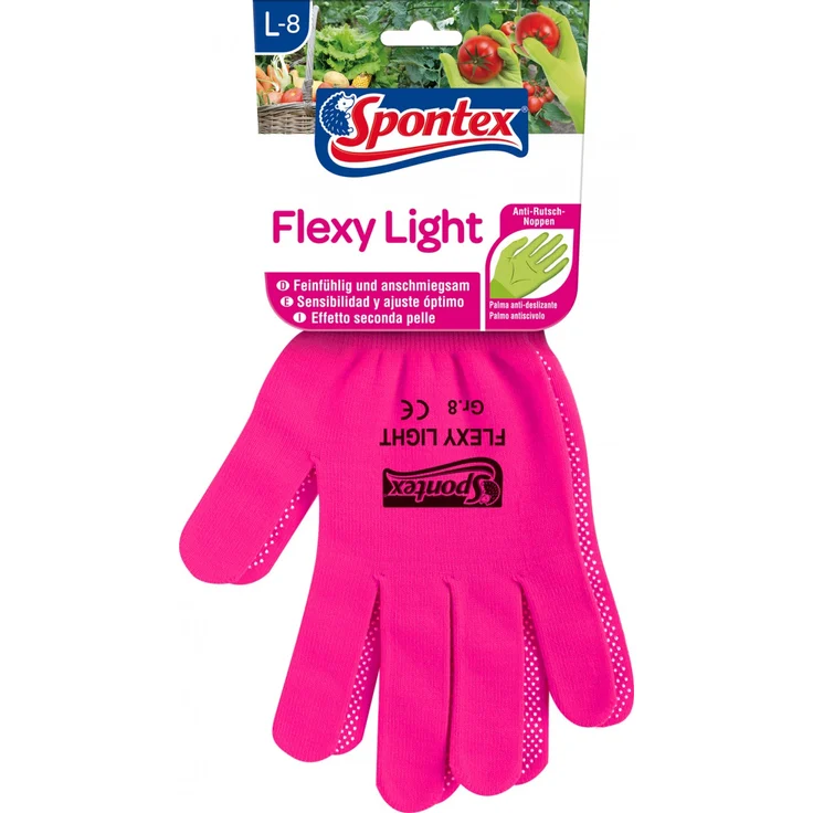 Spontex Flexy Light, flexible Damenhandschuhe für Garten- und Hobbyarbeiten, mit Anti-Rutsch-Noppen, aus Textilstrick, Größe L, 1 Paar – Bild 1
