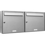 AL-Briefkastensysteme 2er Edelstahl Briefkasten Anlage 2 Fach Wandbriefkasten Postkasten Ausführung 2
