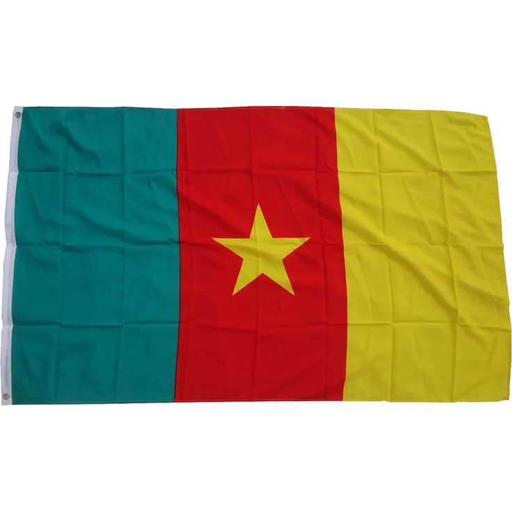 XXL Fahne Flagge Kamerun 250 x 150 cm Fahne mit 3 Ösen 100g/m² Stoffgewicht Hissflagge