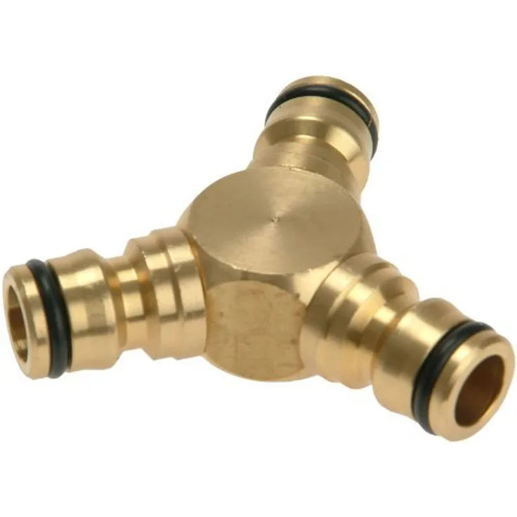 Rehau Premium Y-Verbinder 13 mm (1-2 Zoll) , Messing , Gartenzubehör , Gartenschlauch Verbindungsstück , Y-Verteiler Bewässerungszubehör