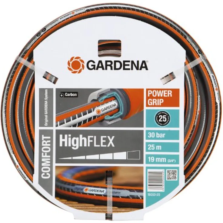 GARDENA Comfort HighFLEX Schlauch 19 mm (3-4 Zoll), 25 m: Gartenschlauch mit Power-Grip-Profil, 30 bar Berstdruck, formstabil, UV-beständig (18083-20)