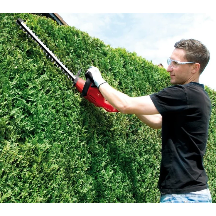 Einhell Elektro-Heckenschere GH-EH 4245 (420W, 450mm Schnittlänge, 12mm Schnittstärke, Metallgetriebe, Alu-Messerabdeckung, Handschutz, Schwertschutz) – Bild 6