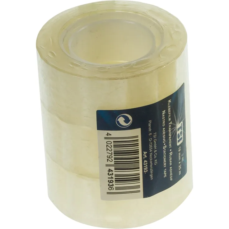 TSI Klebefilm 3 Rollen a 19 mm x 25 m, kristall-klar