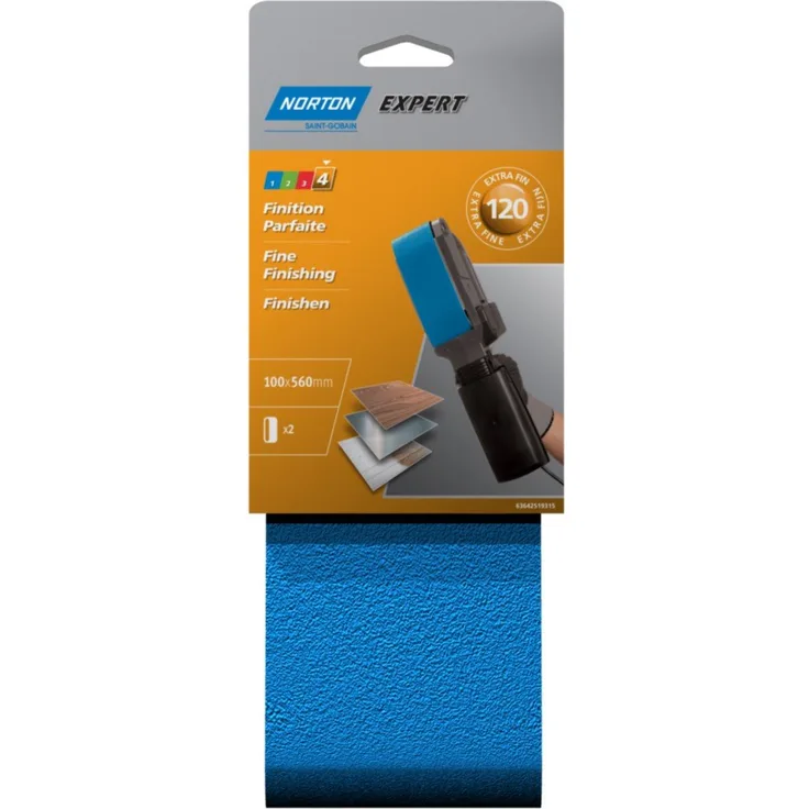 Expert Norton Schleifbänder 100 x 560 mm Körnung 120, 2 Stück