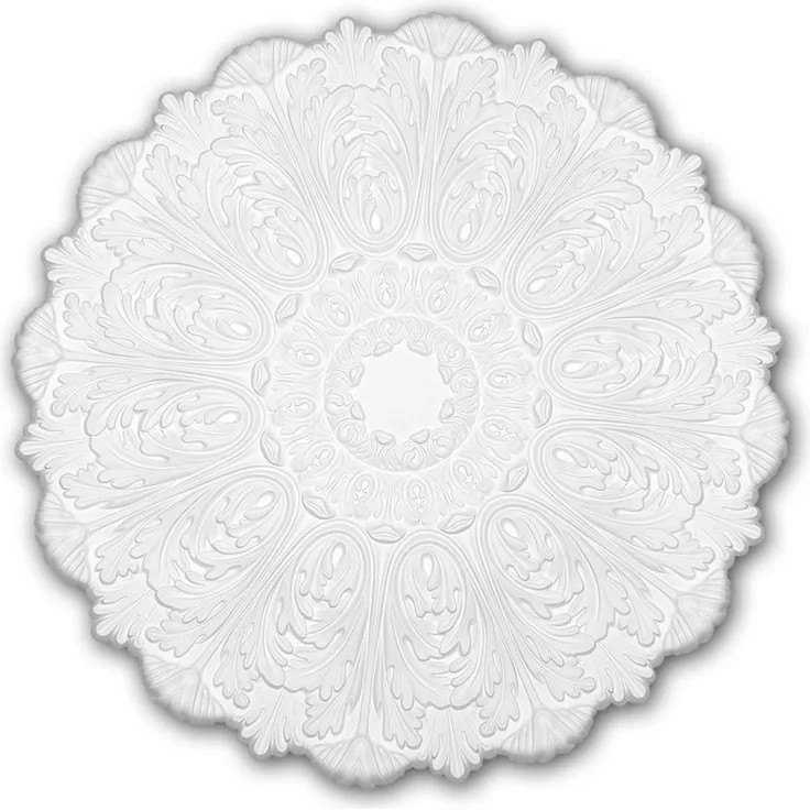 Profhome Decor - Rosette PROFHOME 156055 Zierelement Deckenelement Rokoko Barock Stil weiß Ø 75,2 cm
